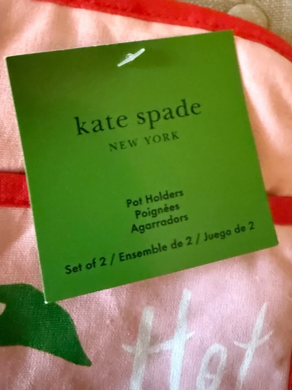 Kate Spade Hot Hot Hot Chili Pepper Kitchen Towel Set & Pot Holder Bundle